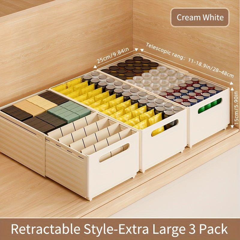 Caja de almacenamiento de ropa expandible con recipiente de plástico retráctil para cocina, dormitorio, baño y oficina