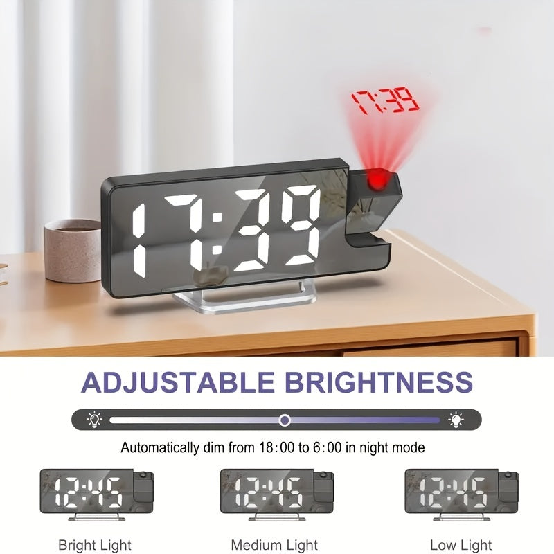 Digital Alarm Clock with Projection and Temperature Display USB Powered Plastic Frame