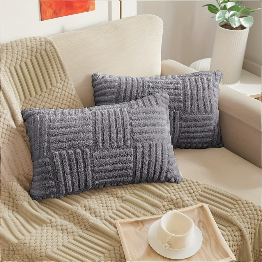 Boho Stripe Decorative Pillow Covers for Couch and Bed Set of 2 High-Quality Farmhouse Style