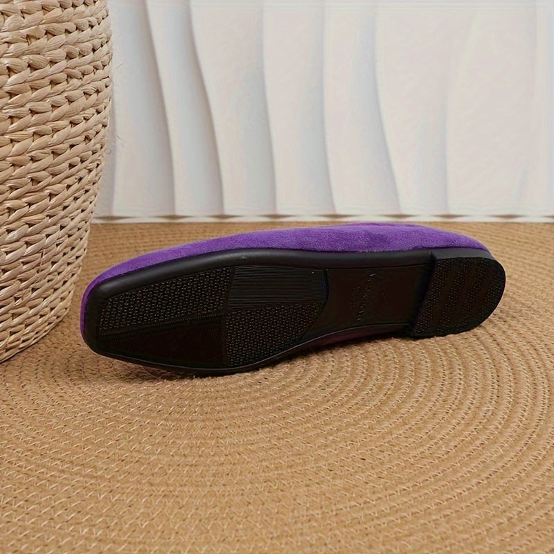 Zapatos planos de punta cuadrada para mujer, transpirables y sin cordones, comodidad para todas las estaciones