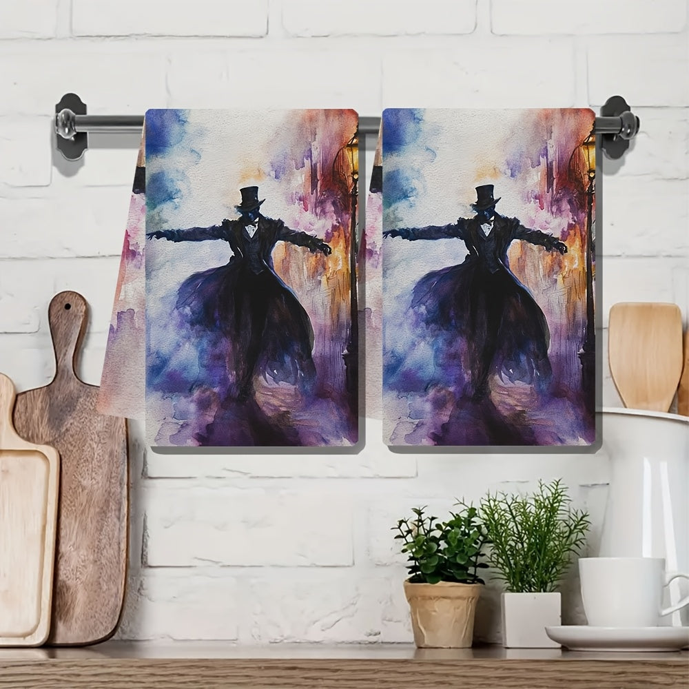 Set of 2 Ultra Soft Kitchen Towels with Phantom of the Opera Design 40x60 cm