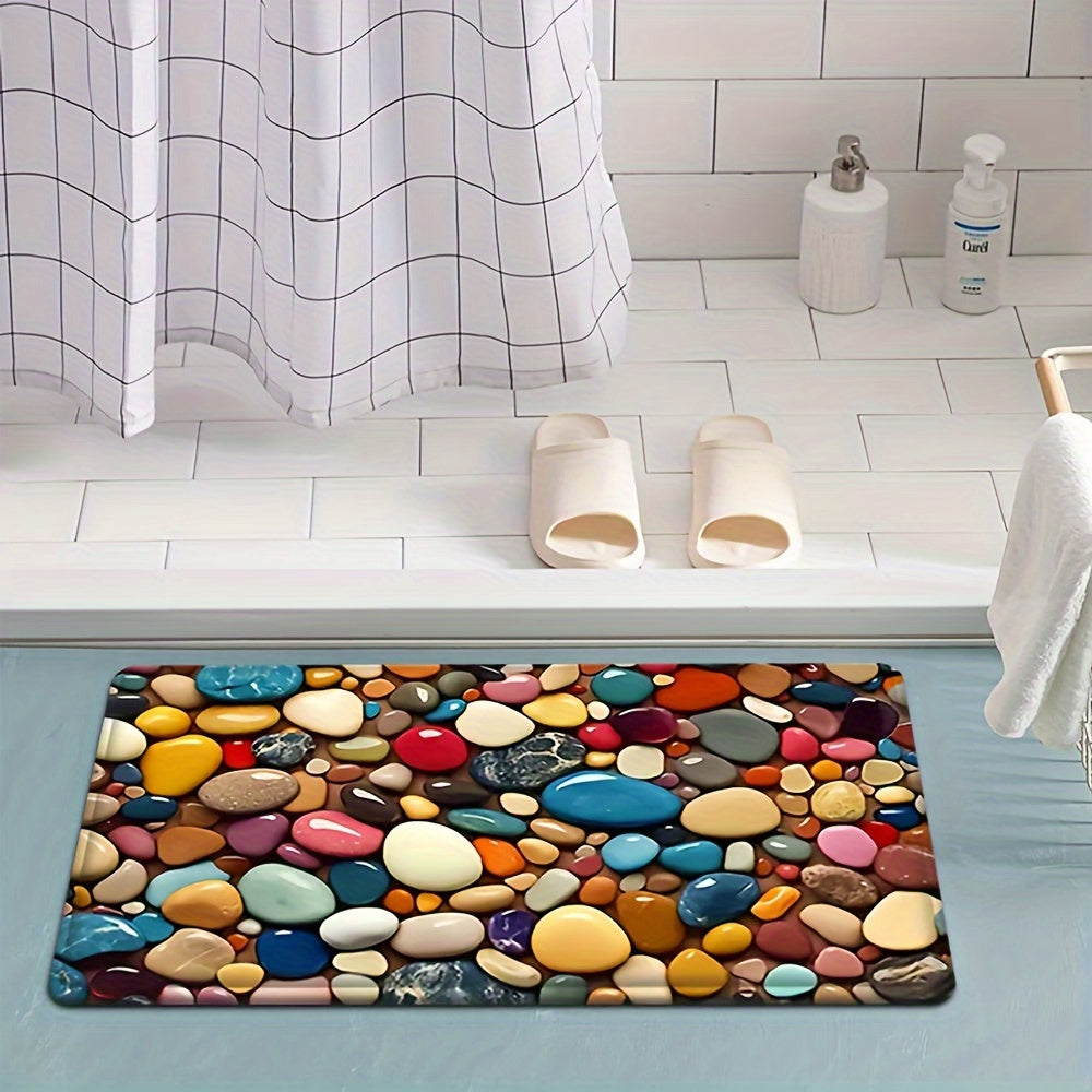 Vibrant Pebble Design Ultra Absorbent Non-Skid Bathroom Kitchen Rug