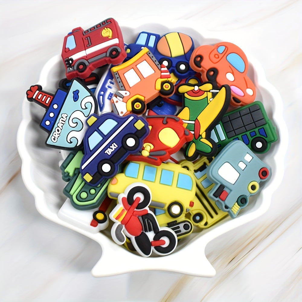 Unisex PVC Shoe Charms Pack of 7-25 Vehicle Boat Airplane Bike Decorations
