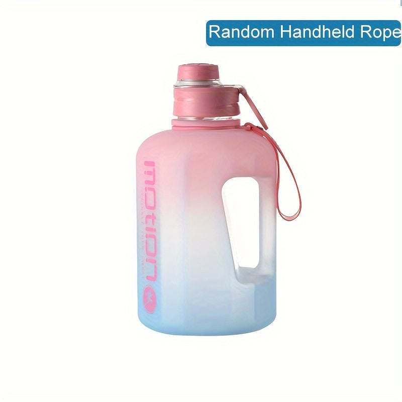 Botella de agua deportiva de plástico con color degradado y acabado esmerilado de 2200ml con asa, gran capacidad