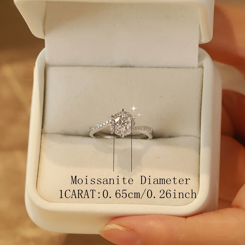 Sterling Silver Twisted Ring with Moissanite Diamond Inlay for Women 0.5ct 1ct 2ct