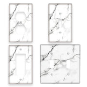 Marble Print Switch Plate Cover in White and Gray Easy to Clean Wall Decor