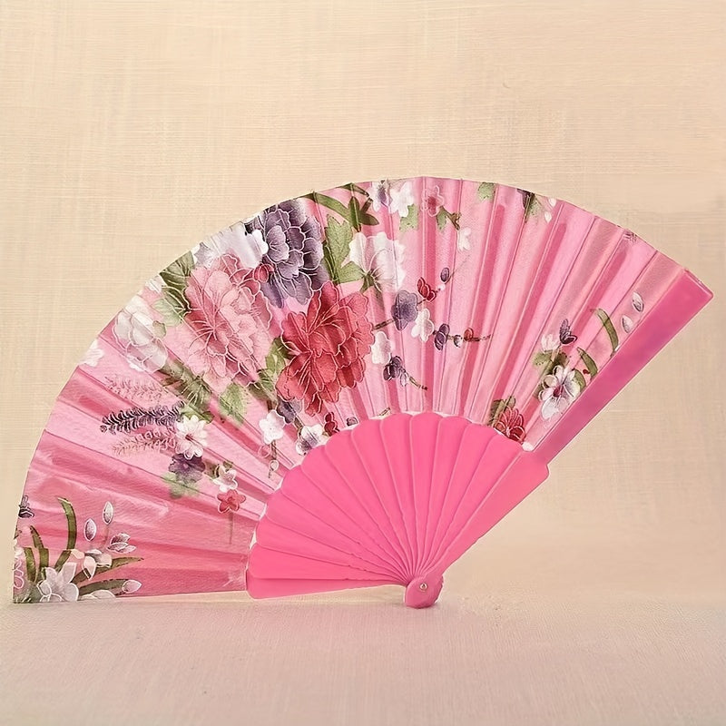 Silk Fabric Foldable Fan for Women Dancing Gifting Square Dancing Antique Fan
