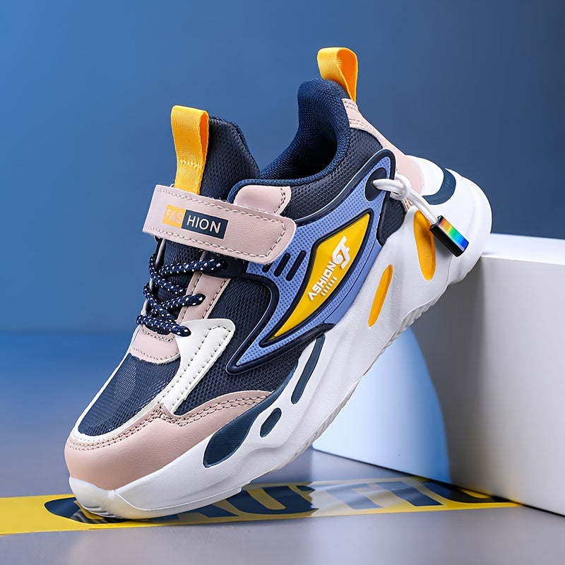 Unisex Geometric Pattern Sneakers for Kids Under 14 with PU Upper EVA Sole and Fabric Insole