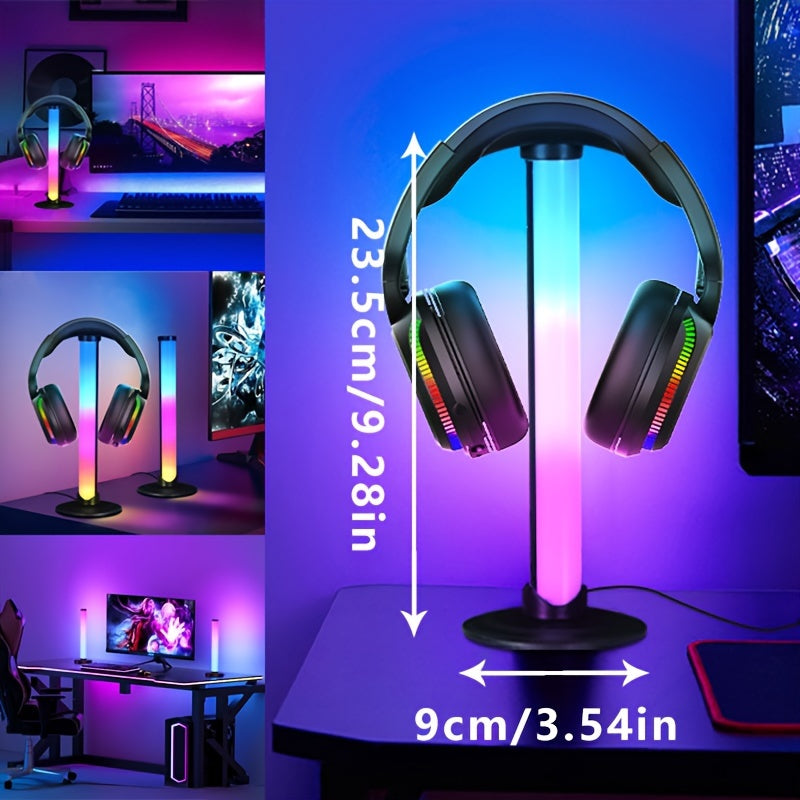 LED Gaming Headset Stand with Colorful USB Lights for Indoor Desktop Decoration