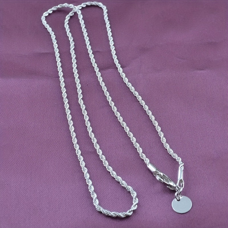 Women's Silver Twist Rope Chain Necklace 8 Inches Jewelry Gift