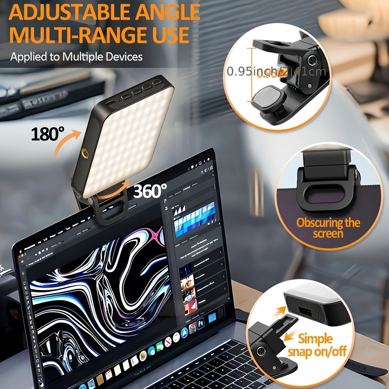 Rechargeable LED Ring Light with Magnetic Attachment and 3 Light Modes for Smartphone Photography and Video Conferencing