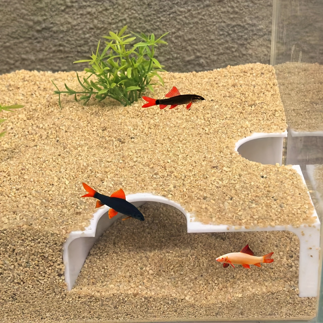 Fish Tank Cave Tunnel ABS Plastic Aquarium Decor with Observation Window for Fish Resting and Play