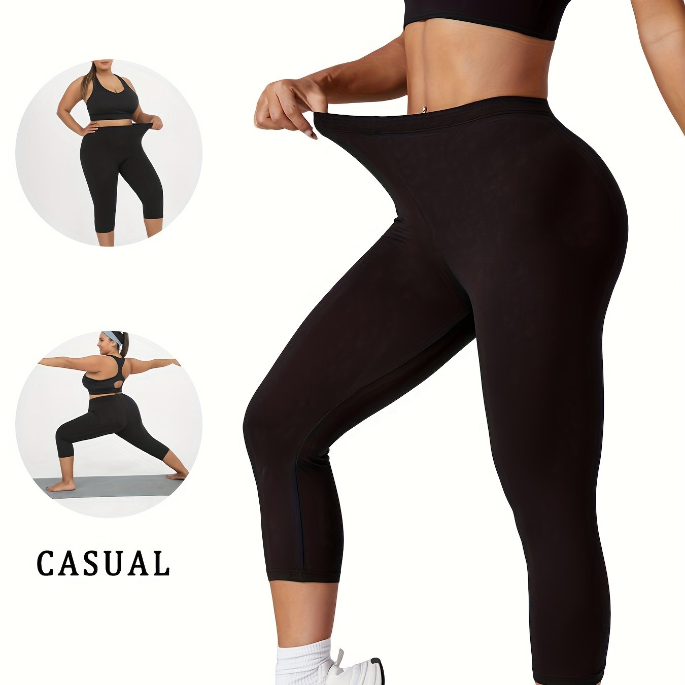 Plus Size Women's Soft Capri Pants for Workout and Yoga Athletic Leggings