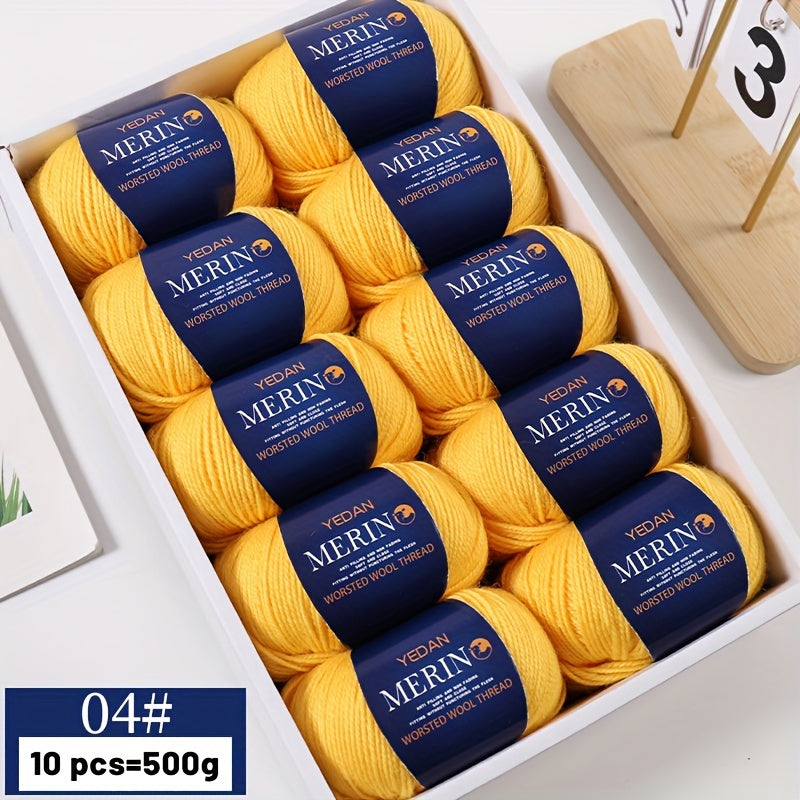 10 piezas de hilo de lana 500g multicolor en degradé, anti-pilling, suave para tejer accesorios de moda