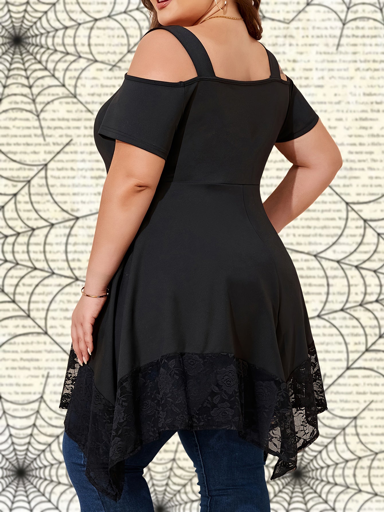 Plus Size Women's Dark Solid Color V-Neck Short Sleeve Knit Top