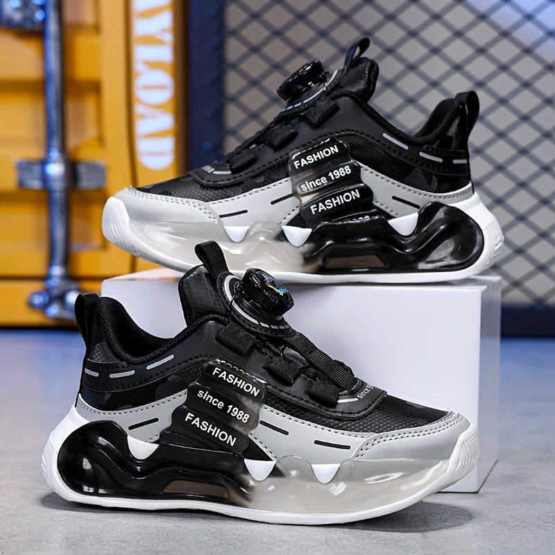 Boys' Ultra-Light Running Shoes with Rotating Buckle Breathable Non-Slip Sole for Outdoor Activities