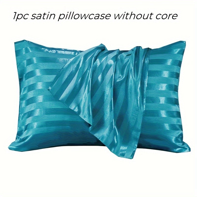 Striped Satin Pillowcase with Envelope Closure, Easy to Clean, Bedroom Decor