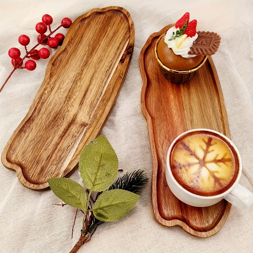 Acacia Wood Serving Tray 29x10.6cm for Home Decor and Food Presentation
