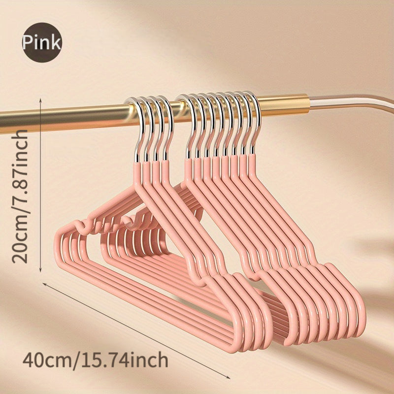 10pcs Stainless Steel Clothes Hangers Non-Slip Durable Thick Core for Adults and Children
