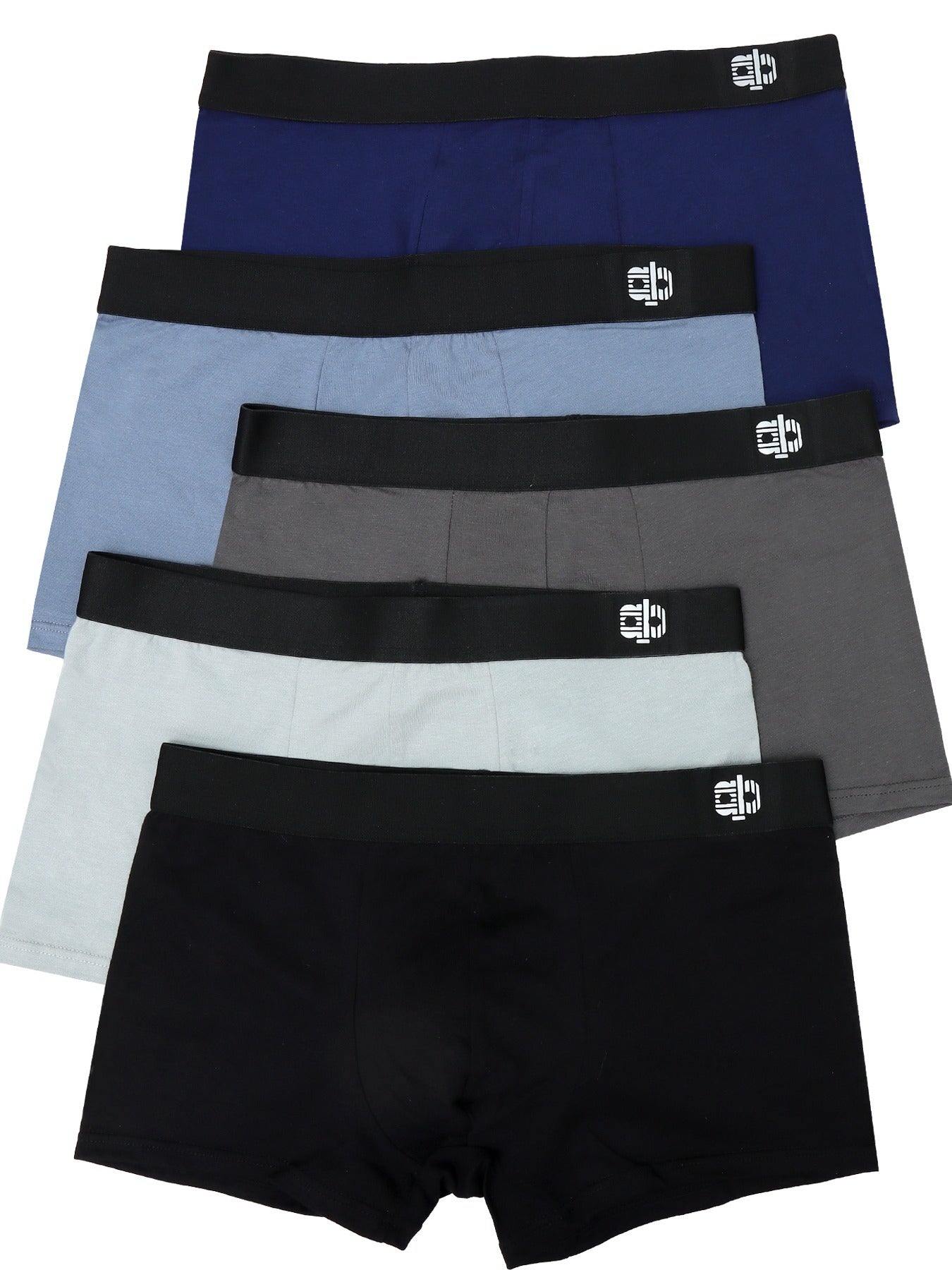 Men's Cotton Boxer Briefs Set of 5 Multicolor Shortie Underwear with Elastane