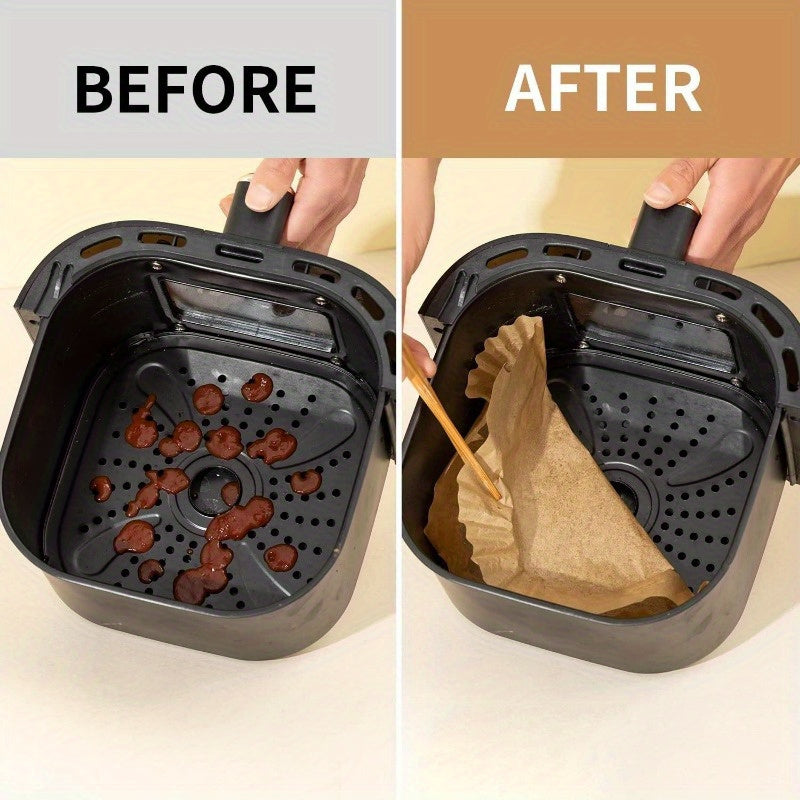 Set of 100 Food Grade Parchment Paper Air Fryer Liners for Healthy Cooking