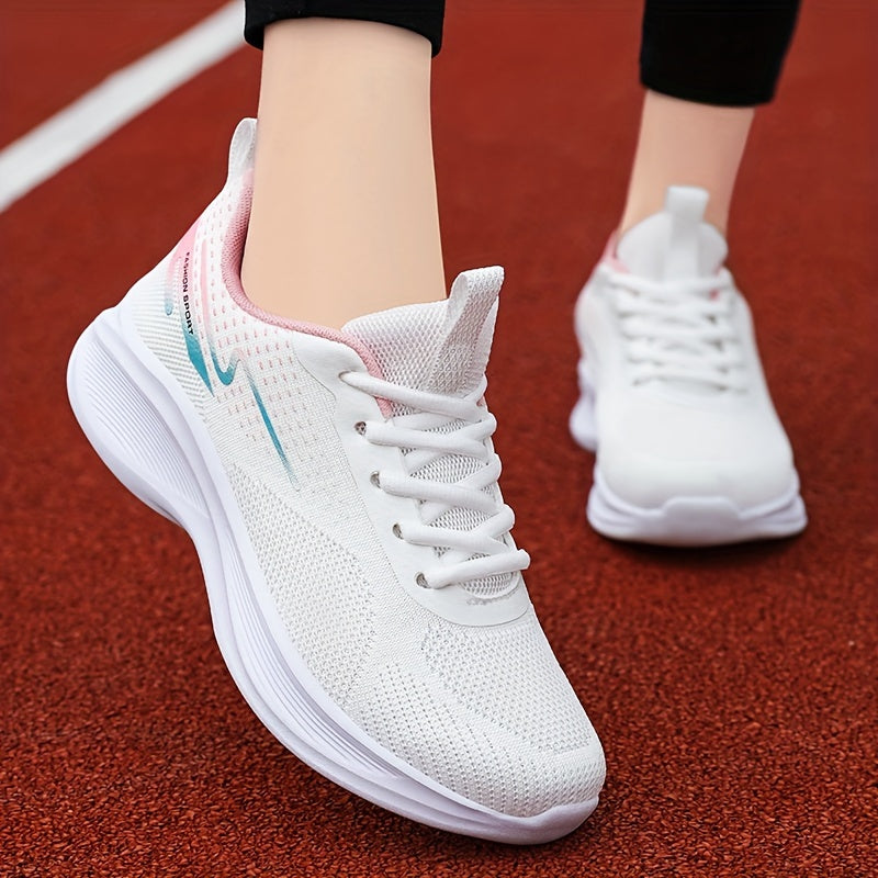 Women's Breathable Knit Sneakers Casual Lace Up Outdoor Shoes Lightweight Low Top Sports
