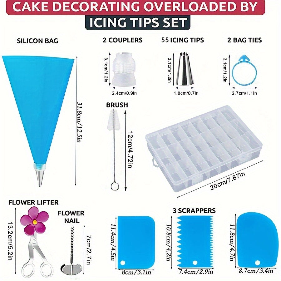 Cake Decoration Baking Tool Set with 116 Piping Tips and Storage Box