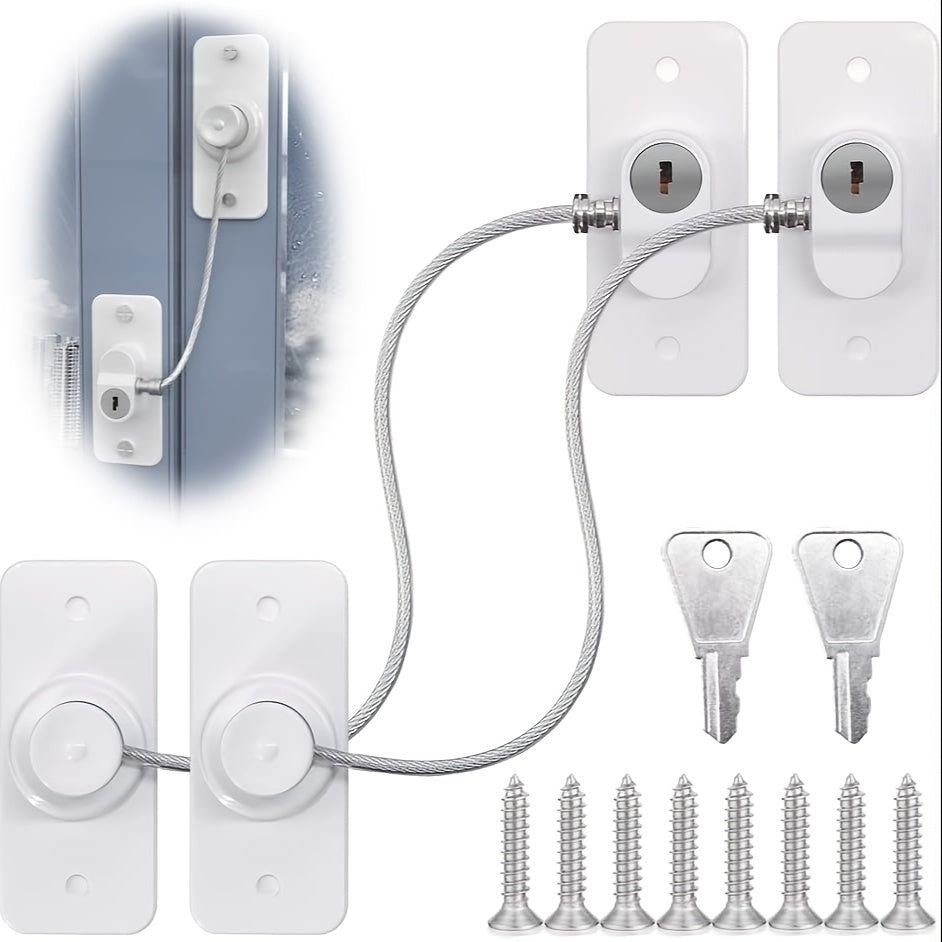 2-Pack UPVC Window Locks Set Childproof Security with Keys and Screws