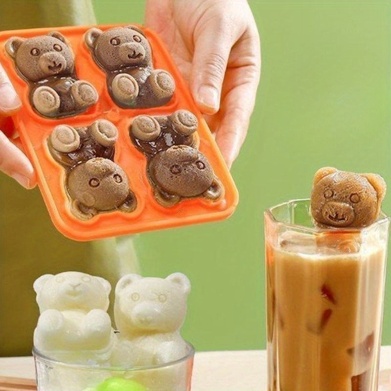 Yozgi Silikon Muz Kublari Formasi 4-chiqishlik Teddy Bear Muz Kublari, Oson chiqarish