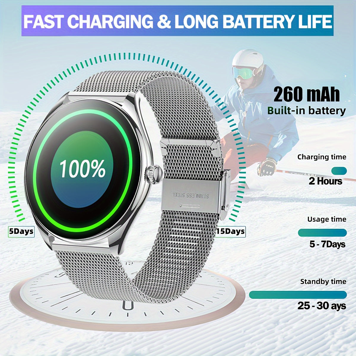 Стильные смарт-часы в подарок с сенсорным экраном 1,43 дюйма, функциями SMS/звонков, совместимые с Android/iPhone, фитнес-трекер с более чем 100 спортивными режимами.