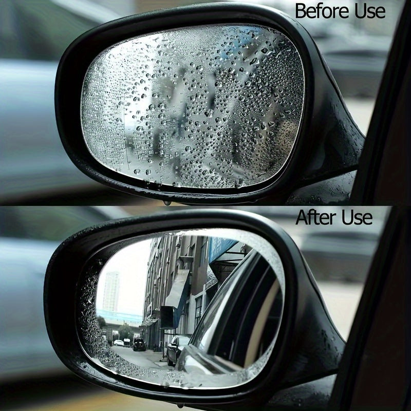 2 Packs Car Rearview Mirror Film Waterproof Anti-Fog Rainproof Transparent PET