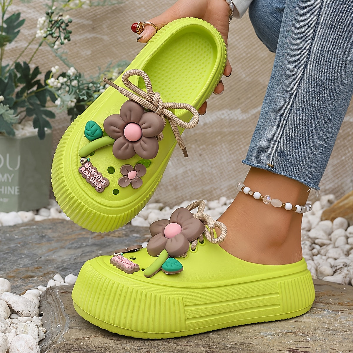 Women's Sunflower & Bowknot Decorated Casual Clogs Summer Sandals