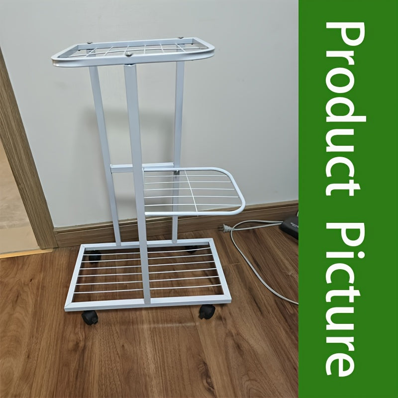 Metal 4-Tier Plant Stand Indoor Outdoor Rectangular Iron Frame Hanging Pot Capacity