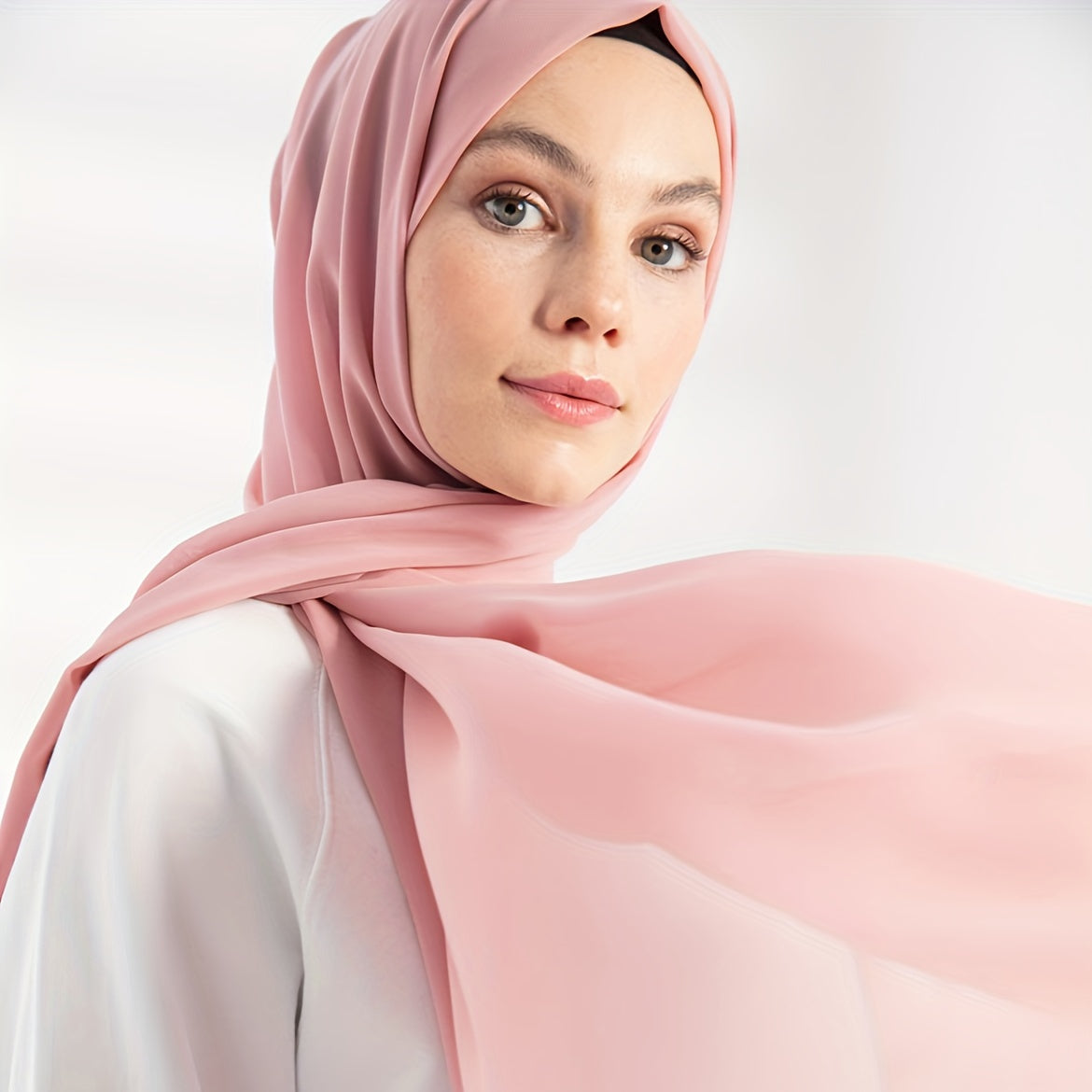 Solid Color Chiffon Hijab Lightweight Stylish Scarf for Women Eid Celebration