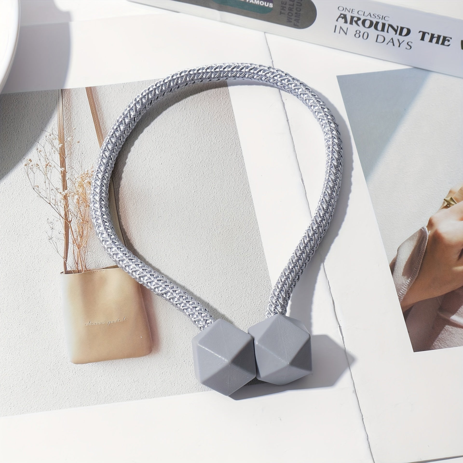 Magnetic Curtain Tiebacks with Thick Twist Cords and Strong Magnets for Home Decor