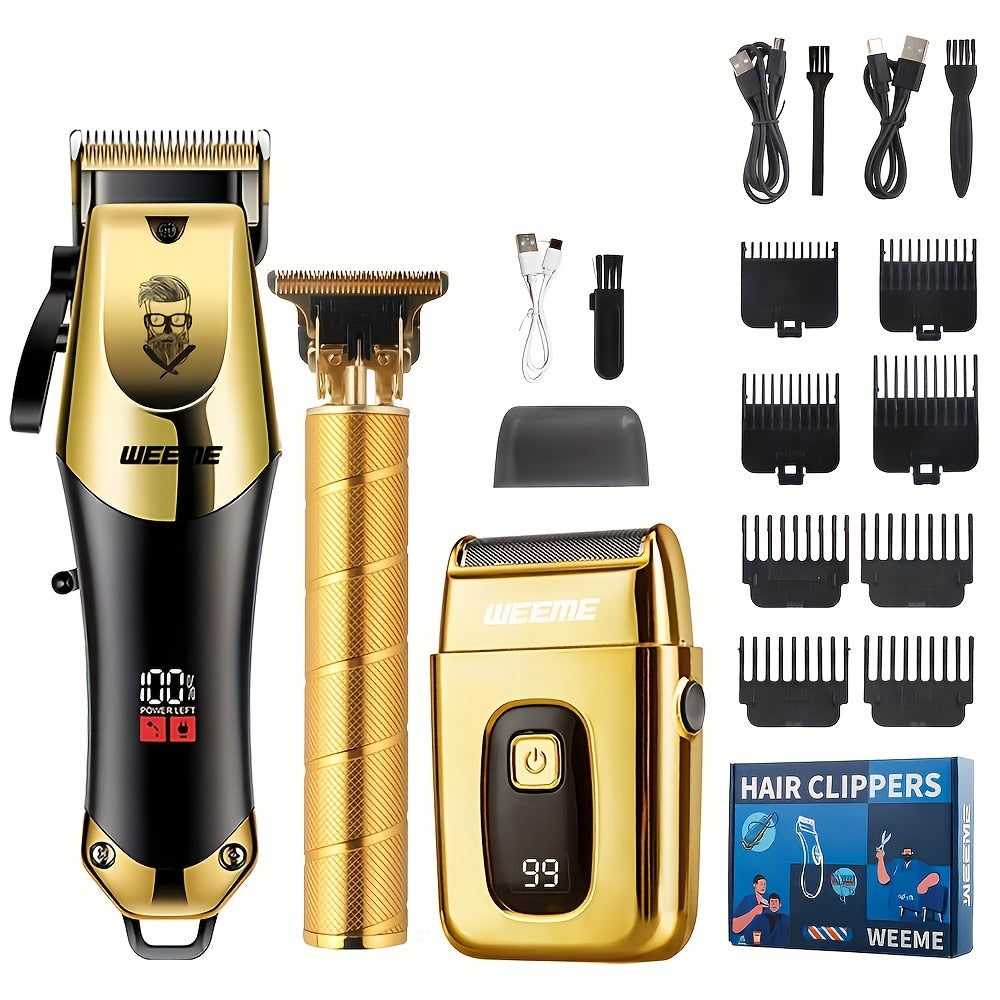 Set de cortapelos eléctrico para hombres con carga rápida USB y caja de almacenamiento