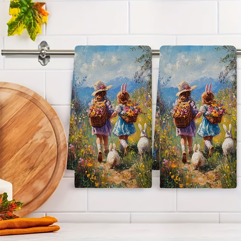 Set of 2 Ultra Soft Kitchen Towels 16x24 Inches Absorbent Holiday Decor