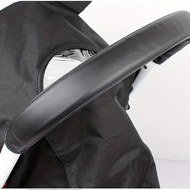 Foldable Washable PU Leather Baby Stroller Handle Cover with Zipper
