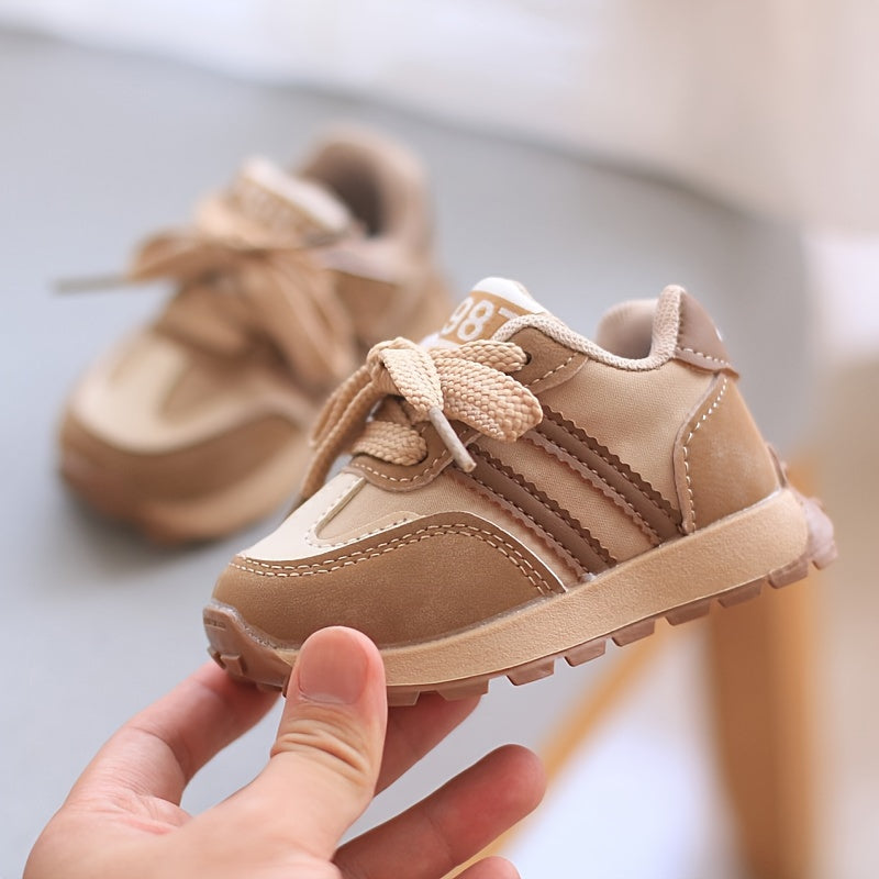 Kids' Striped Slip-On Sneakers for Toddlers Boys Girls Spring Fall Lightweight PU PVC