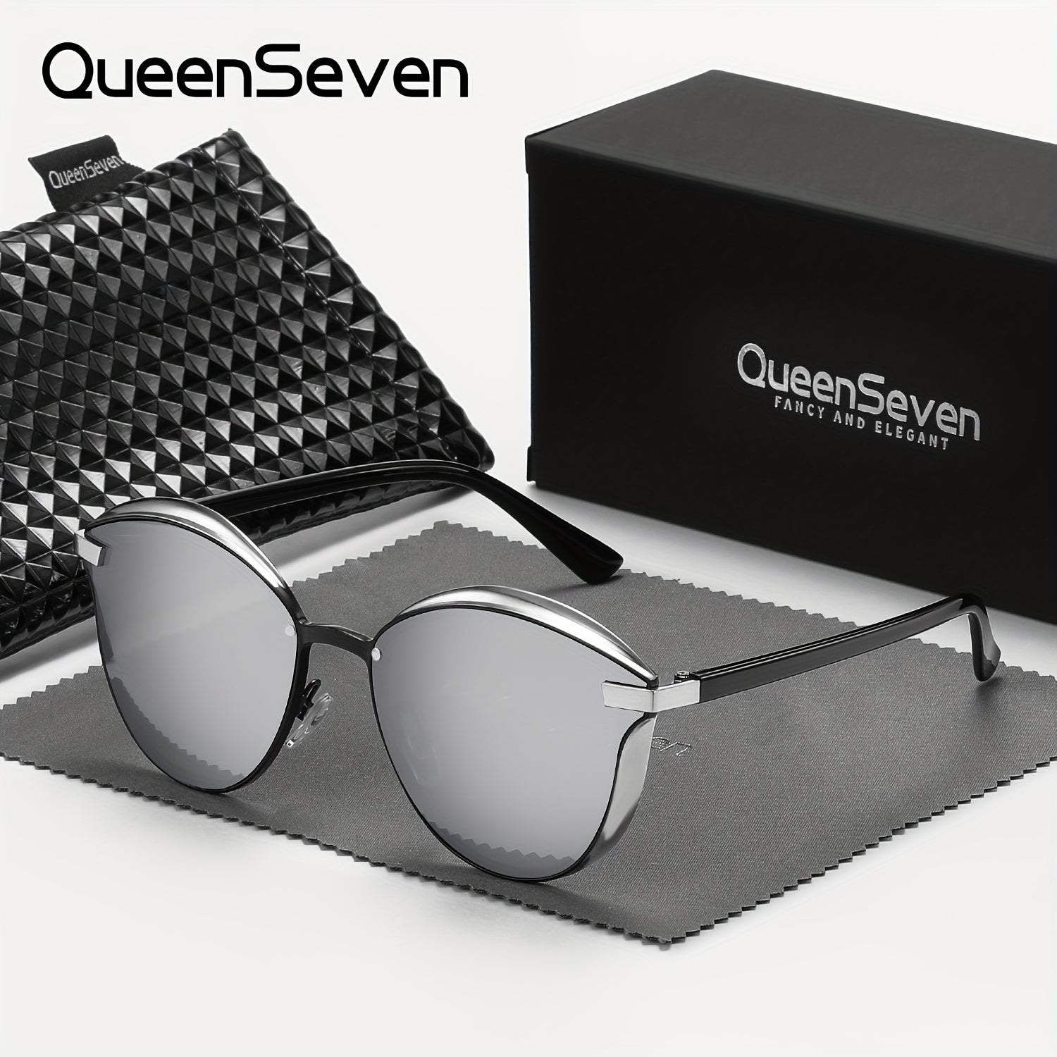 Polarized Cat Eye Sunglasses for Women and Men Mirrored Metal Frame Driving Beach Travel