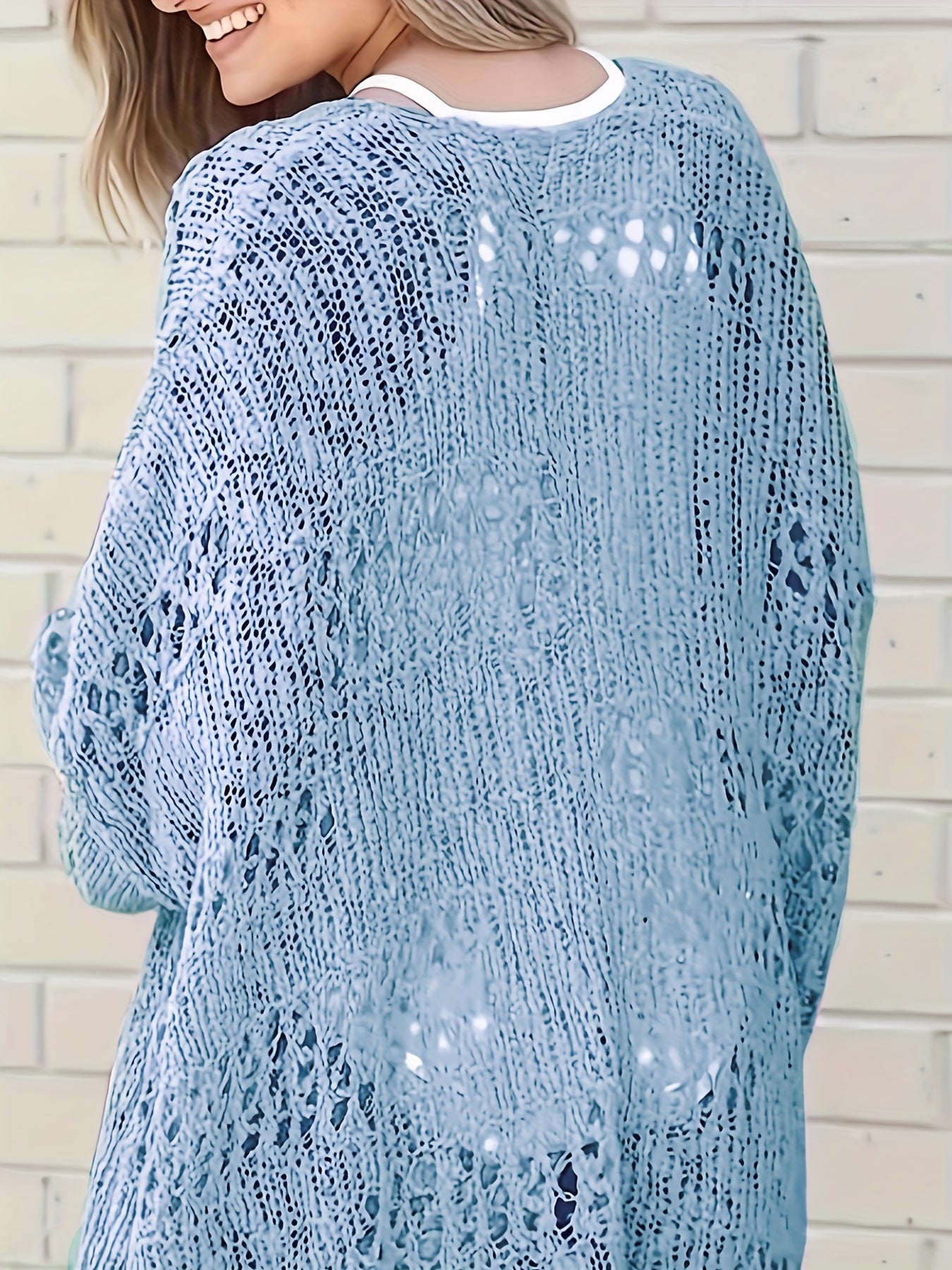 Plus o'lcham ayollar uchun korsetli tikanli kardigan ochiq old va uzun qo'lli sviter bahor kuz qatlamlash