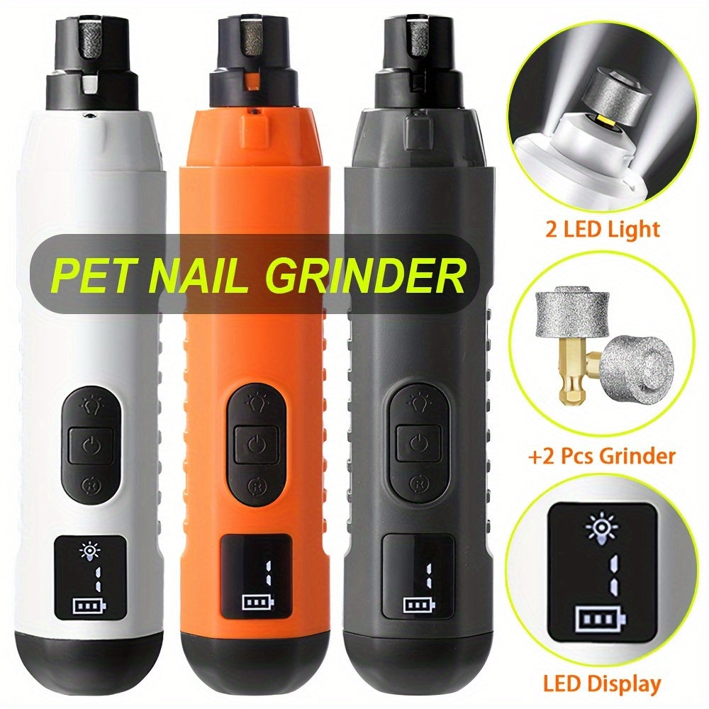Pet Nail Grinder with 2 LED Lights, 5-Speed Rechargeable Electric Trimmer for Dogs