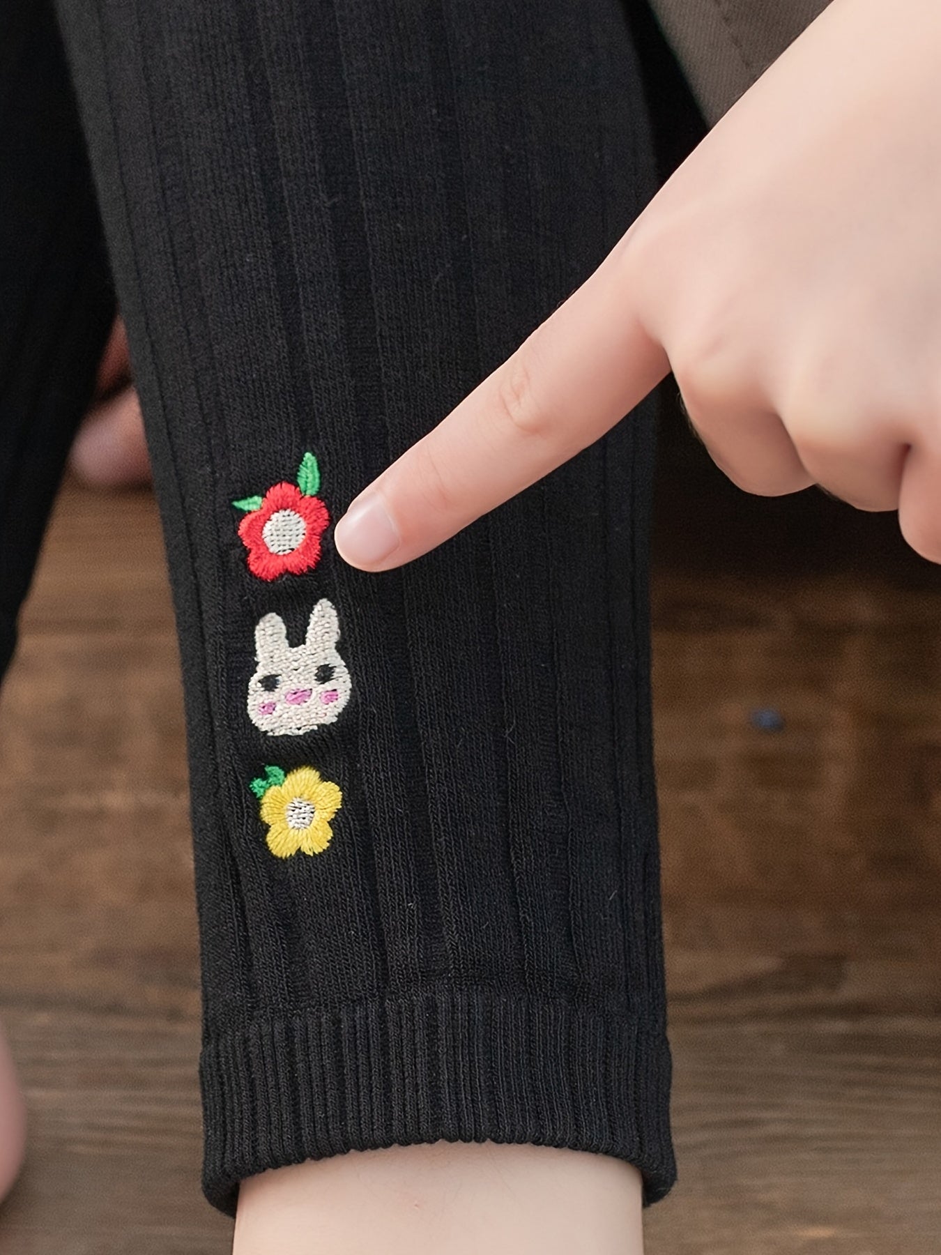 Девочки, детские узкие трикотажные штаны с вышитыми полосами для весны и осени