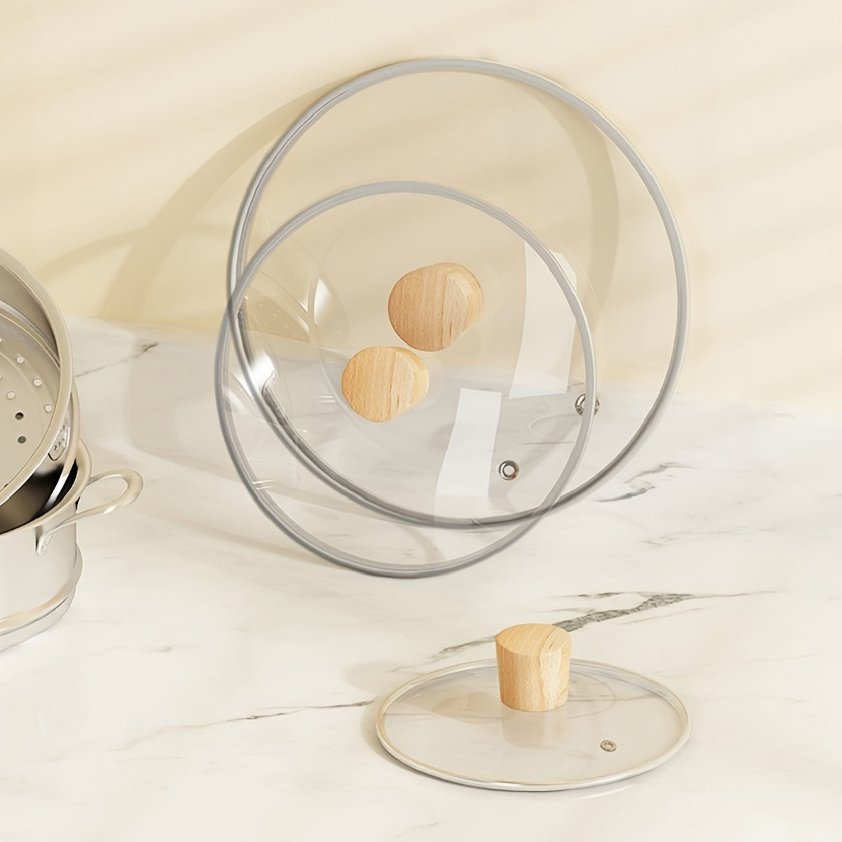 Glass and Stainless Steel Cookware Lid for Soup and Boiled Pots