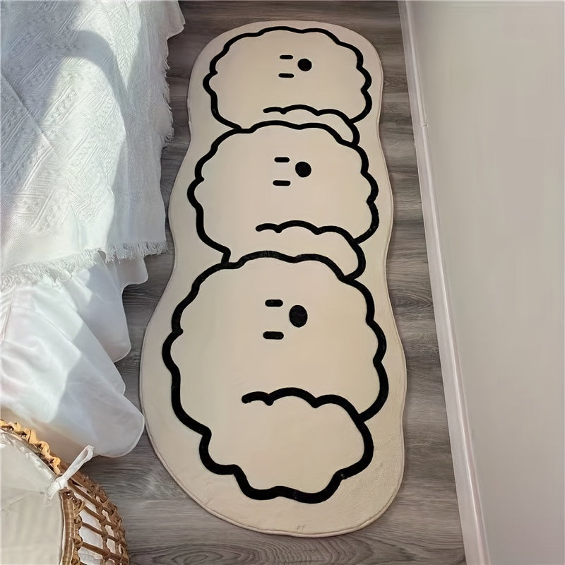 Аренда спальни с красным ковром, скандинавским декором и рождественским ковриком