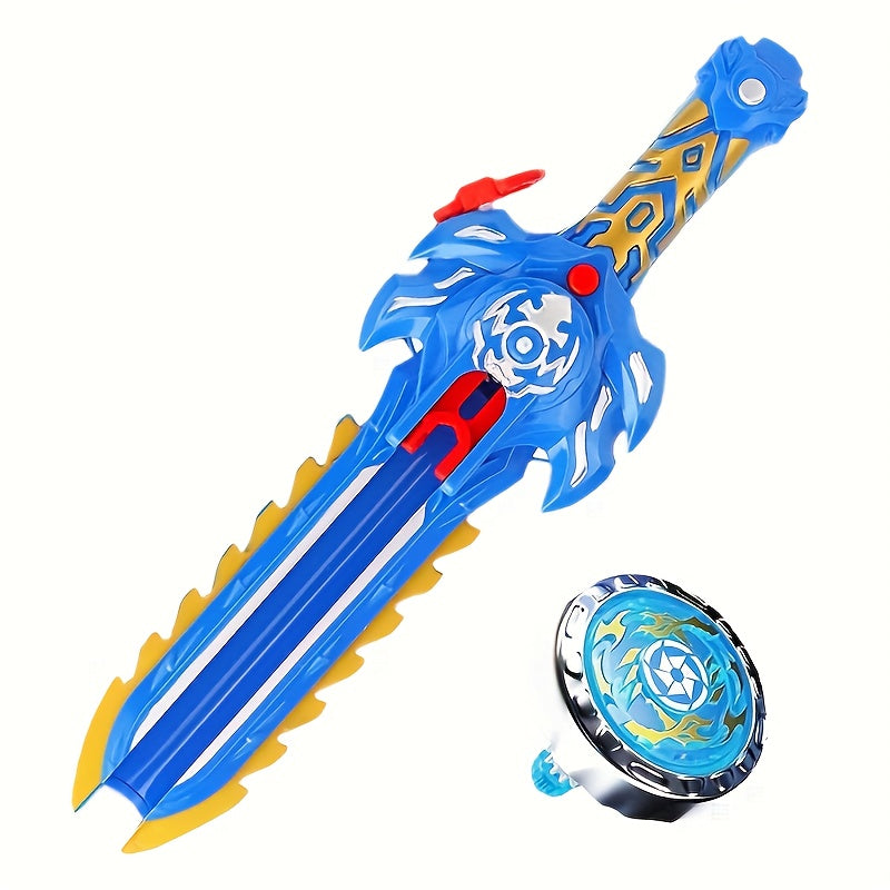 Ikki kishi gyro qilichlar bilan duel qilmoqda, bolalar esa narsalar va o'yinchoqlar bilan o'ynashmoqda.