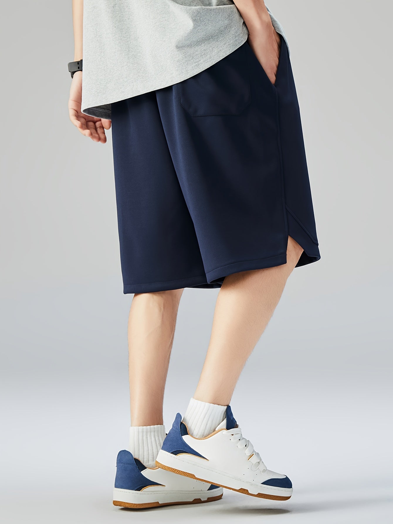 Men's Plus Size Casual Shorts Geometric Pattern Knit Polyester Loose Fit Summer Activities