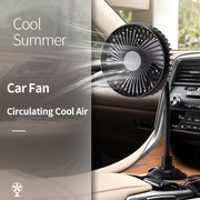 Car Fan with Cup Holder, USB Powered, Multi-Angle Rotation, Compact and Quiet