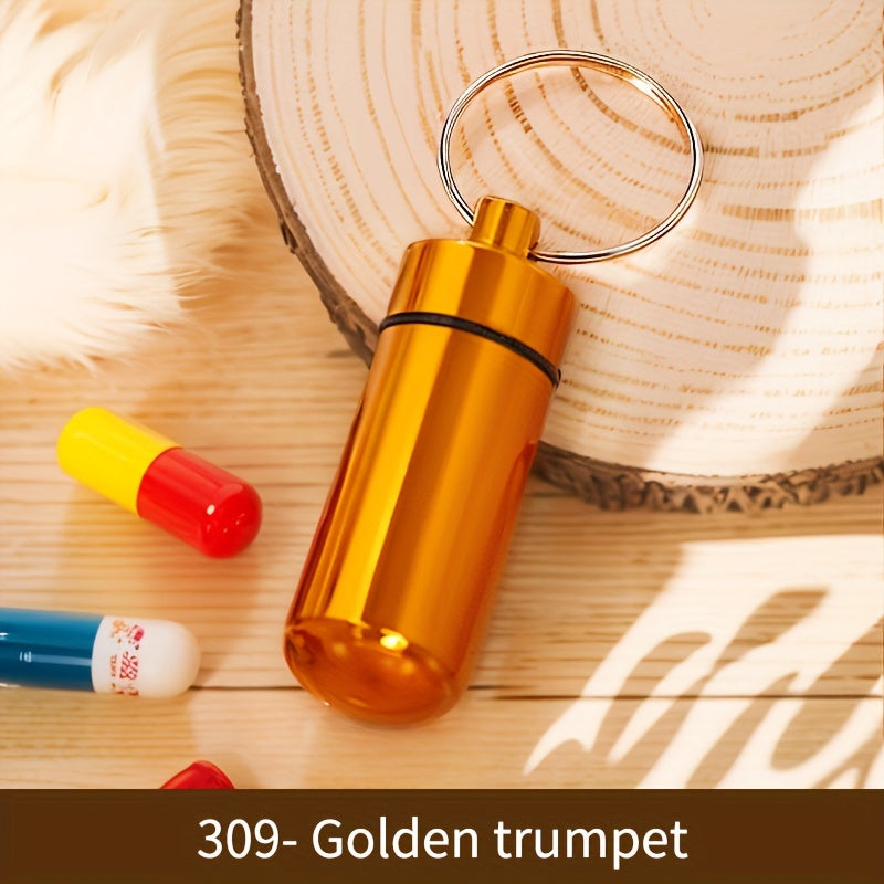 Portable Aluminum Pill Container Keychain Waterproof Small Travel Case