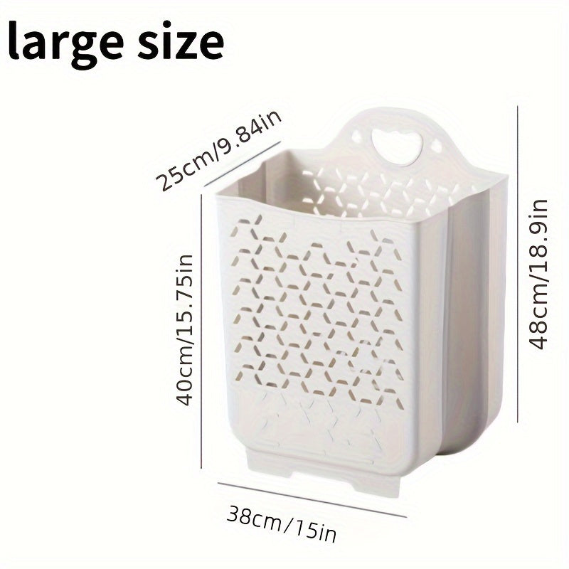 Conjunto de 3 cestas de ropa plegables para colgar en la pared con ganchos para baño o dormitorio